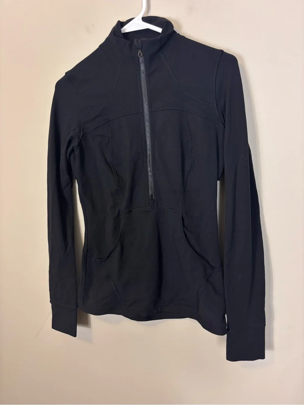 lululemon athletica Black Half-Zip Hoodie Sweatshirt with Front Pocket Women’s 6